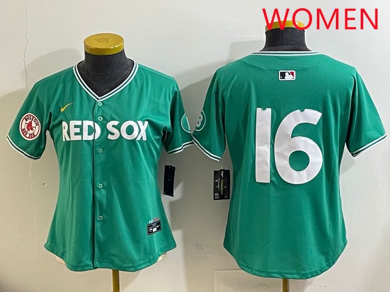 Women Boston Red Sox #16 No Name Green Joint Name Nike 2025 MLB Jersey style 8
